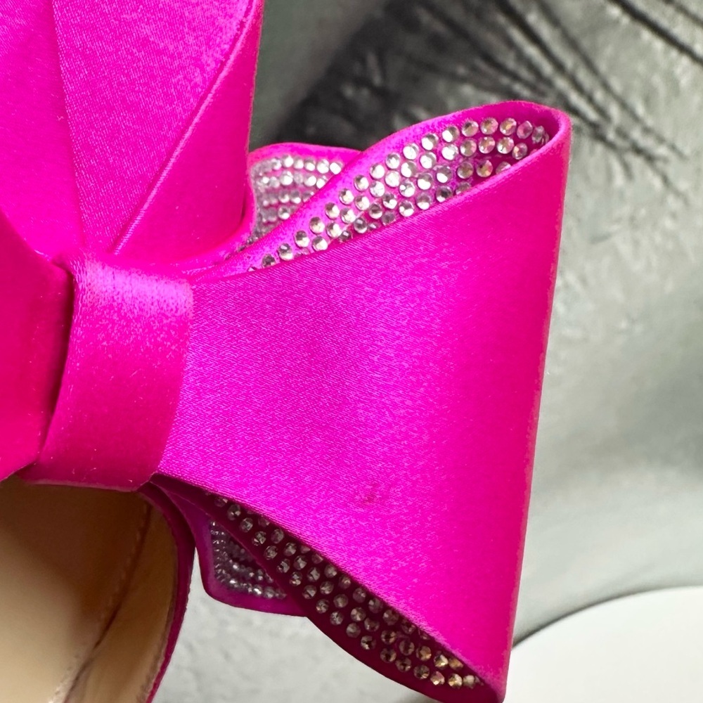🌺MACH & MACH🌺Le Cadeau 110mm Satin Slingback Fuchsia Pink Pumps Size: 37 - Picture 13 of 15